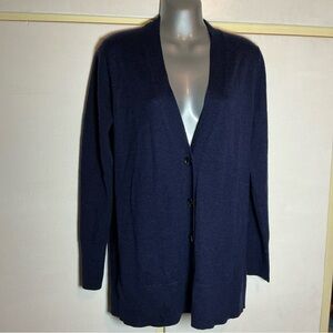 GAP Women's Deep Blue Cardigan Sweater washable 100% Merino Wool
